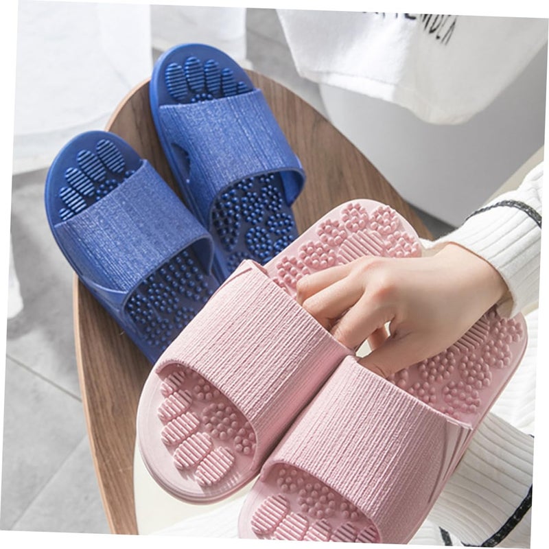 Anti Slip Massage Slippers For Indoor Outdoor Home Travel Hotel Size 6 Dark Blue - Image 3