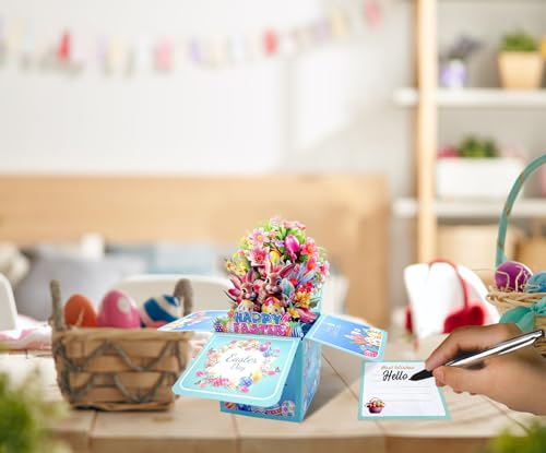 HEYINSHEN 3D Easter Pop Up Cards Happy Easter Pop Up Cards for Kids Easter Eggs Bunny Flower Greeting Card with Envelopes Spring Greeting Card Easter Gifts for Kids Boy Girl Son Daughter Granddaughter - Image 3