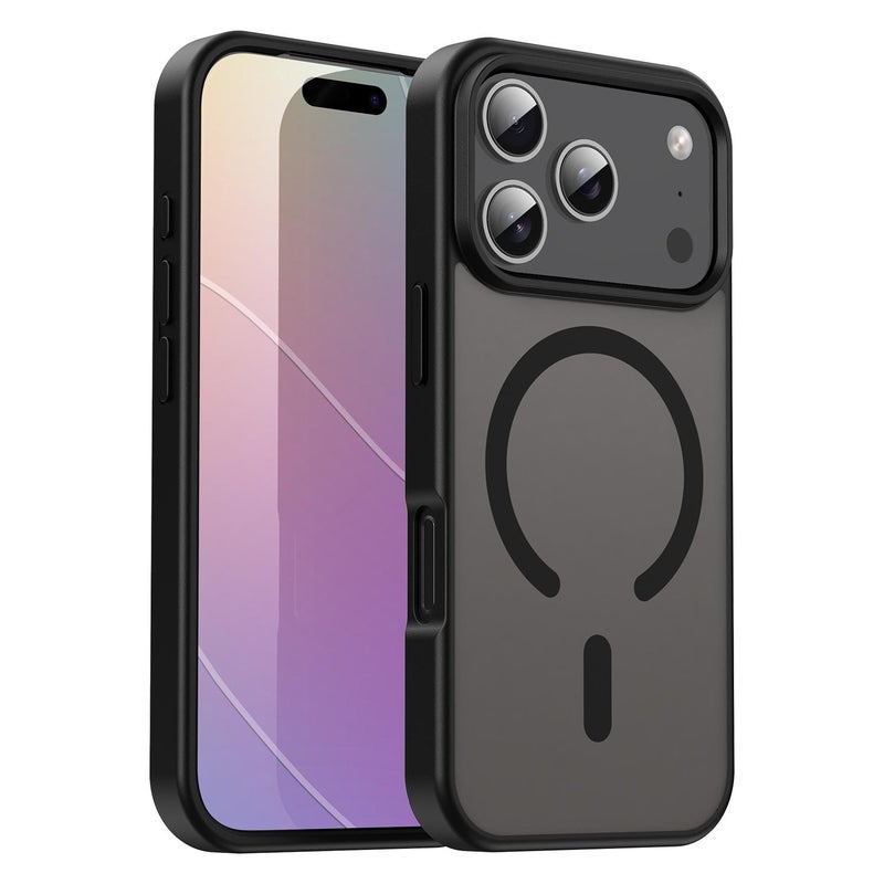 إيروريكس جراب هاتف Fanying Series PC Hybrid TPU شفاف غير لامع MagSafe لهاتف iPhone 17 Pro (أسود شفاف) - Image 1