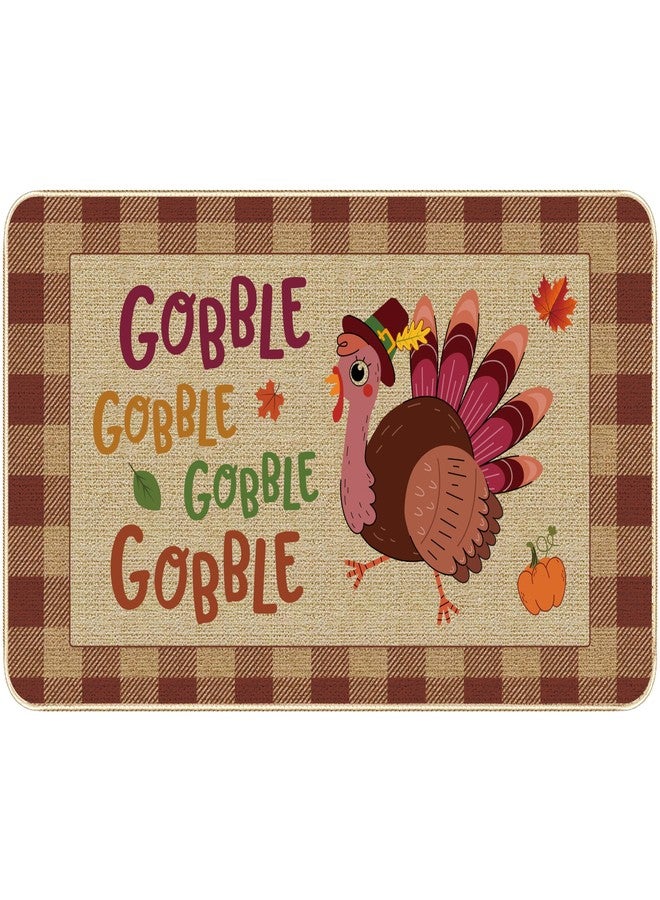 TREWAVE Holiday Entrance Rug Indoor Doormat Seasonal Rugs Fall Thanksgiving Decoration Door Mat Gobble Turkey Non-Slip and Washable Kitchen Floor Mat for Indoor Outdoor Home Entryway 17 x 29 Inch (Turkey-02) - Image 1
