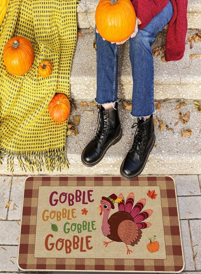 TREWAVE Holiday Entrance Rug Indoor Doormat Seasonal Rugs Fall Thanksgiving Decoration Door Mat Gobble Turkey Non-Slip and Washable Kitchen Floor Mat for Indoor Outdoor Home Entryway 17 x 29 Inch (Turkey-02) - Image 4