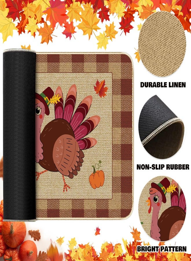 TREWAVE Holiday Entrance Rug Indoor Doormat Seasonal Rugs Fall Thanksgiving Decoration Door Mat Gobble Turkey Non-Slip and Washable Kitchen Floor Mat for Indoor Outdoor Home Entryway 17 x 29 Inch (Turkey-02) - Image 3