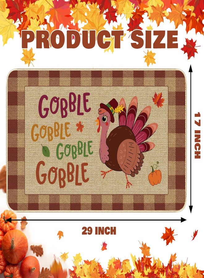 TREWAVE Holiday Entrance Rug Indoor Doormat Seasonal Rugs Fall Thanksgiving Decoration Door Mat Gobble Turkey Non-Slip and Washable Kitchen Floor Mat for Indoor Outdoor Home Entryway 17 x 29 Inch (Turkey-02) - Image 2