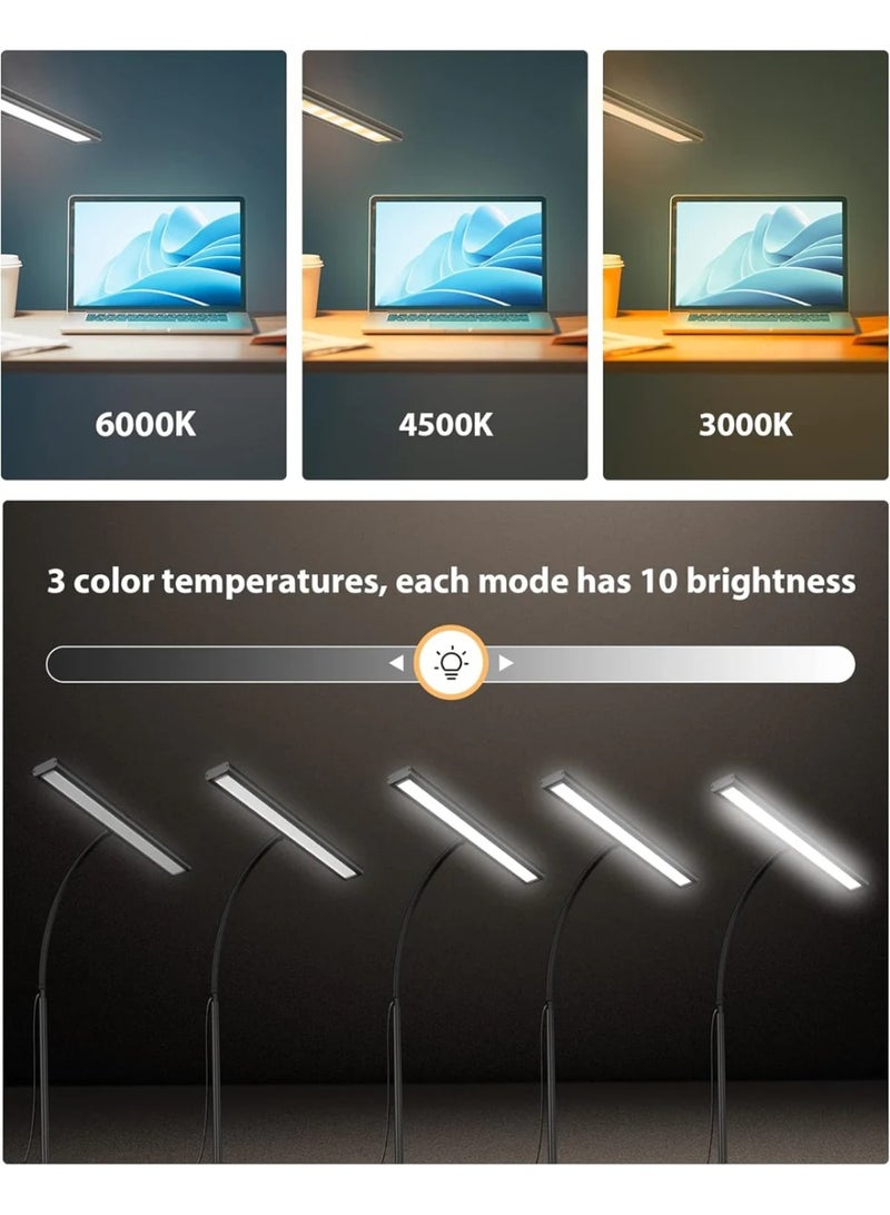 MHR Desk Lamp, Dimmable 160 LED Desk Light for Home Office [Updated Flexible Gooseneck & Metal Rod & I-Clamp] Book Light Clip on Table for Reading, Workbench, Drafting, Nail Tech, Sewing, Puzzle - Image 2