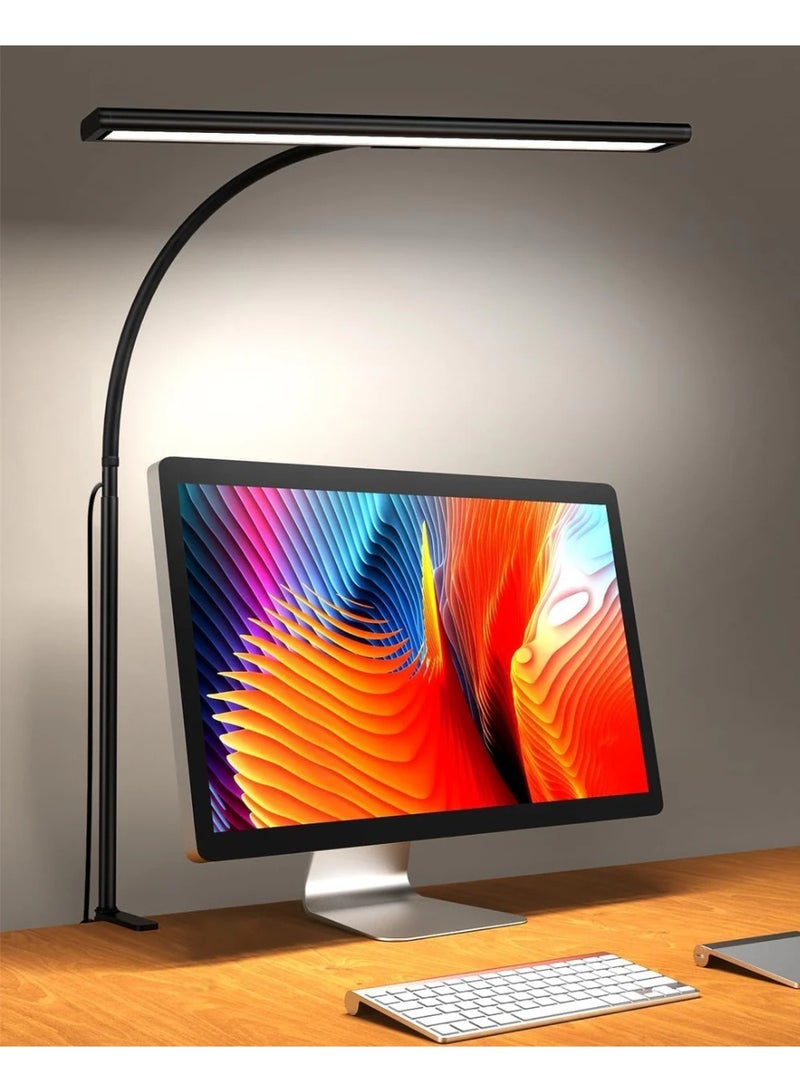 MHR Desk Lamp, Dimmable 160 LED Desk Light for Home Office [Updated Flexible Gooseneck & Metal Rod & I-Clamp] Book Light Clip on Table for Reading, Workbench, Drafting, Nail Tech, Sewing, Puzzle - Image 1