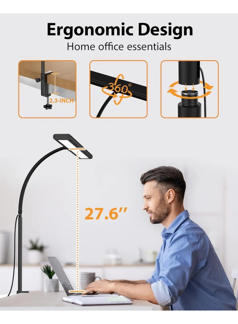 MHR Desk Lamp, Dimmable 160 LED Desk Light for Home Office [Updated Flexible Gooseneck & Metal Rod & I-Clamp] Book Light Clip on Table for Reading, Workbench, Drafting, Nail Tech, Sewing, Puzzle - Image 4