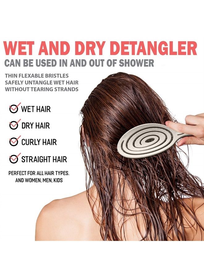 Fiora Naturals فرشاة فك تشابك الشعر - فرشاة شعر صديقة للبيئة 100% مع شعيرات فائقة النعومة - انزلق عبر التشابكات بسهولة - مناسبة للشعر المجعد، المستقيم، النساء، الرجال، الأطفال، الرضع، الشعر الرطب والجاف - Image 2