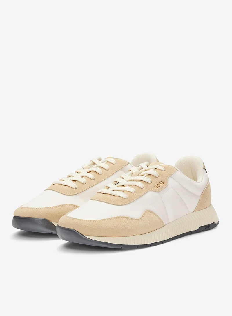 BOSS Mixed-material trainers with suede trims