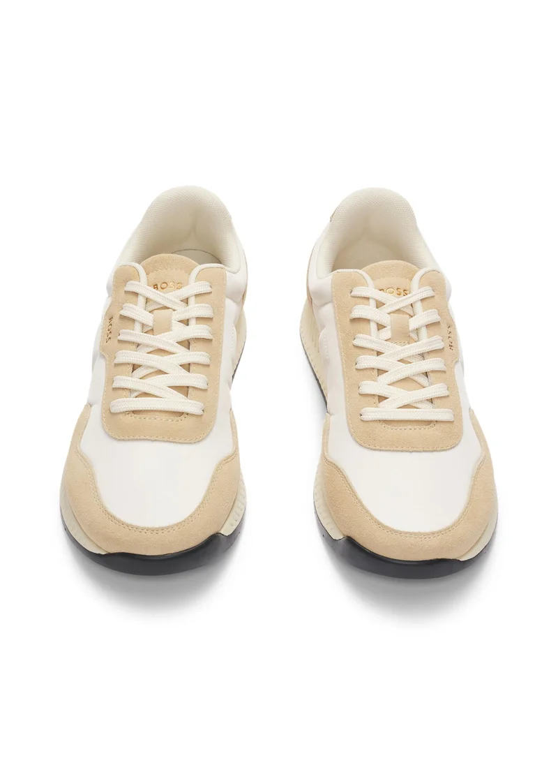 BOSS Mixed-material trainers with suede trims