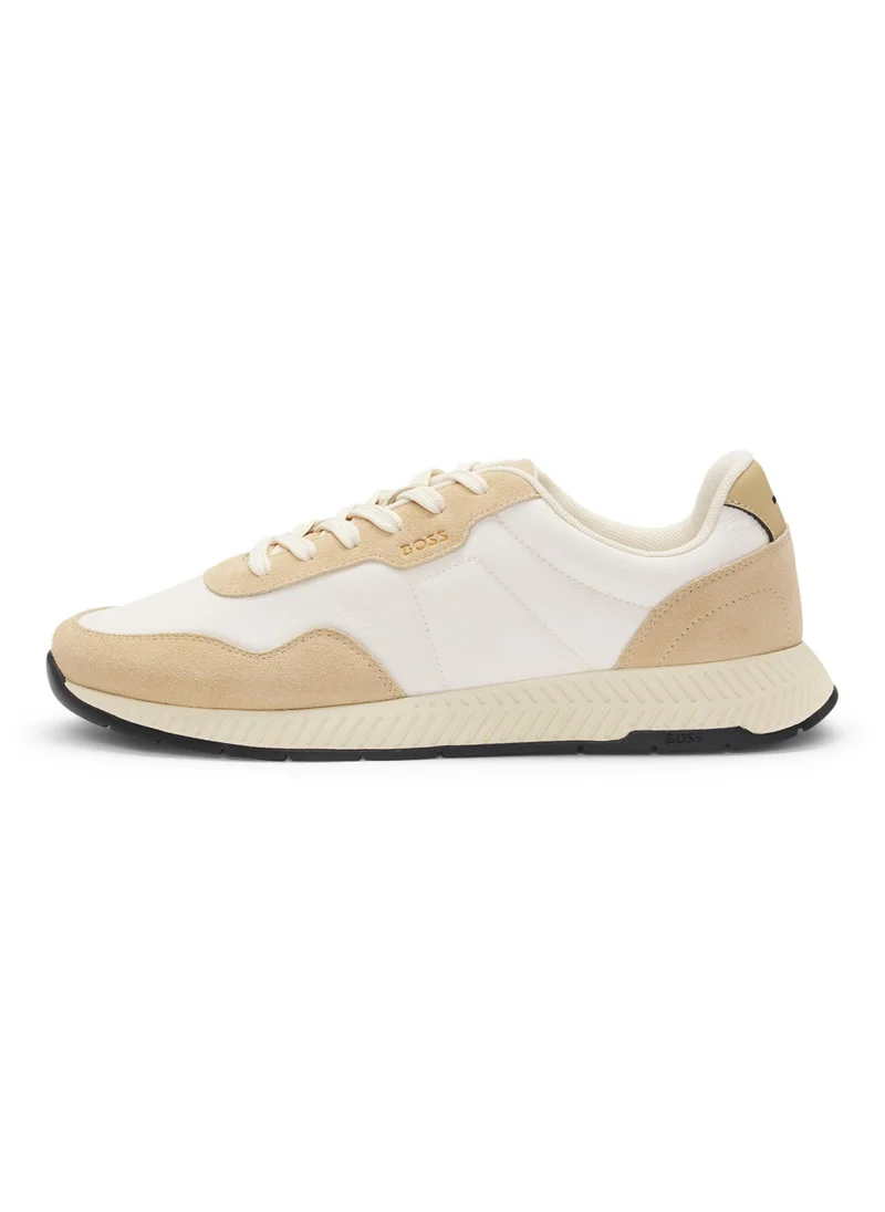 BOSS Mixed-material trainers with suede trims
