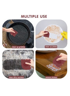 KASTWAVE Grill Pan Scraper Cast Iron Scraper with Built-in Magnet Durable Pot Scraper Pan Scraper Plastic for Cast Iron Skillets Grill Pan Griddles and More Red and Black (4 Pack)  - Image 5
