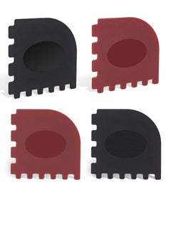 KASTWAVE Grill Pan Scraper Cast Iron Scraper with Built-in Magnet Durable Pot Scraper Pan Scraper Plastic for Cast Iron Skillets Grill Pan Griddles and More Red and Black (4 Pack)  - Image 1