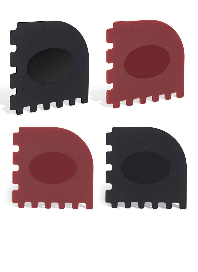 KASTWAVE - Grill Pan Scraper Cast Iron Scraper with Built-in Magnet Durable Pot Scraper Pan Scraper Plastic for Cast Iron Skillets Grill Pan Griddles and More Red and Black (4 Pack) - Image 1