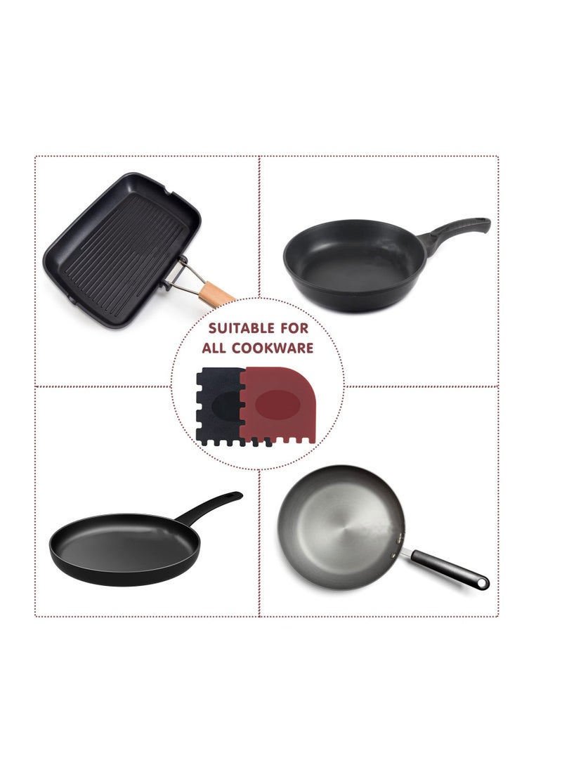 KASTWAVE - Grill Pan Scraper Cast Iron Scraper with Built-in Magnet Durable Pot Scraper Pan Scraper Plastic for Cast Iron Skillets Grill Pan Griddles and More Red and Black (4 Pack) - Image 1