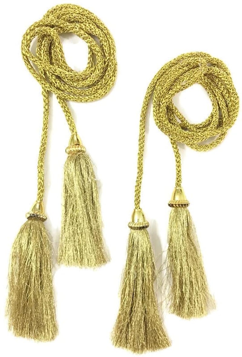 DaSync SYNC Golden Long dori Tassels Latkan for Lehenga Hanging Beads for Blouses Dupatta lace and Border Materials chunni Choli Tailoring Dresses Sarees Gowns Curtains Suits Decoration Pack of 2 - Image 3
