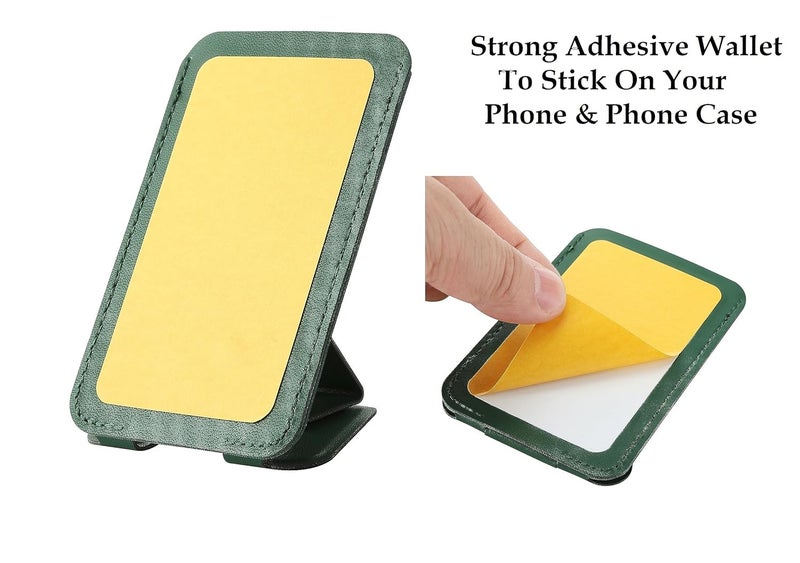 ClickCase Charlie Leather Metro, Credit Card Holder for Back of Mobile Phone or Case, Kickstand 3M Adhesive Sleeves Stick on Phone Back Wallet with Stand for All Smartphones (Yellow) - Image 2