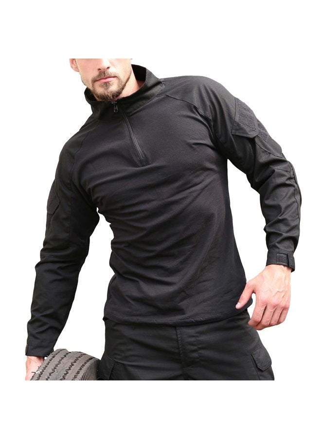 ReFire Gear Men's Military Tactical Military Combat Long Sleeve Slim Fit Camouflage Zipper 1/4, black / black, XL - Image 4