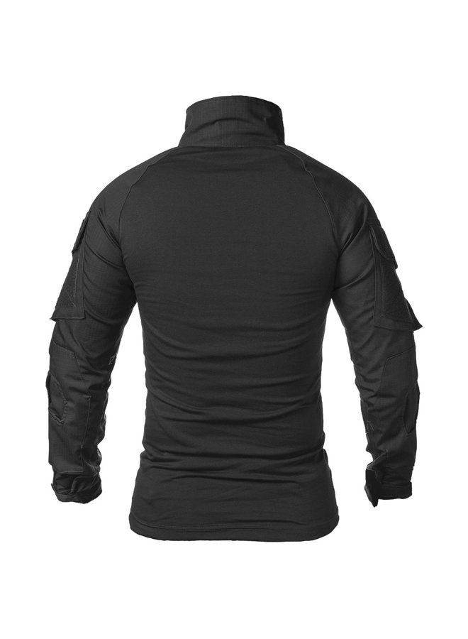 ReFire Gear Men's Military Tactical Military Combat Long Sleeve Slim Fit Camouflage Zipper 1/4, black / black, XL - Image 3