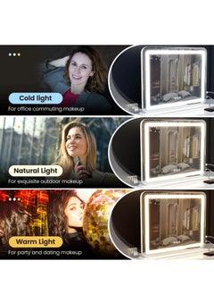 Joyelink Lighted Makeup Mirror, LED Vanity Mirror, Smart Touch 3 Color Light, Painted Metal Frame, USB Charging Port, Tabletop Makeup Mirror (22.8"L x 18.1"W)  - Image 3