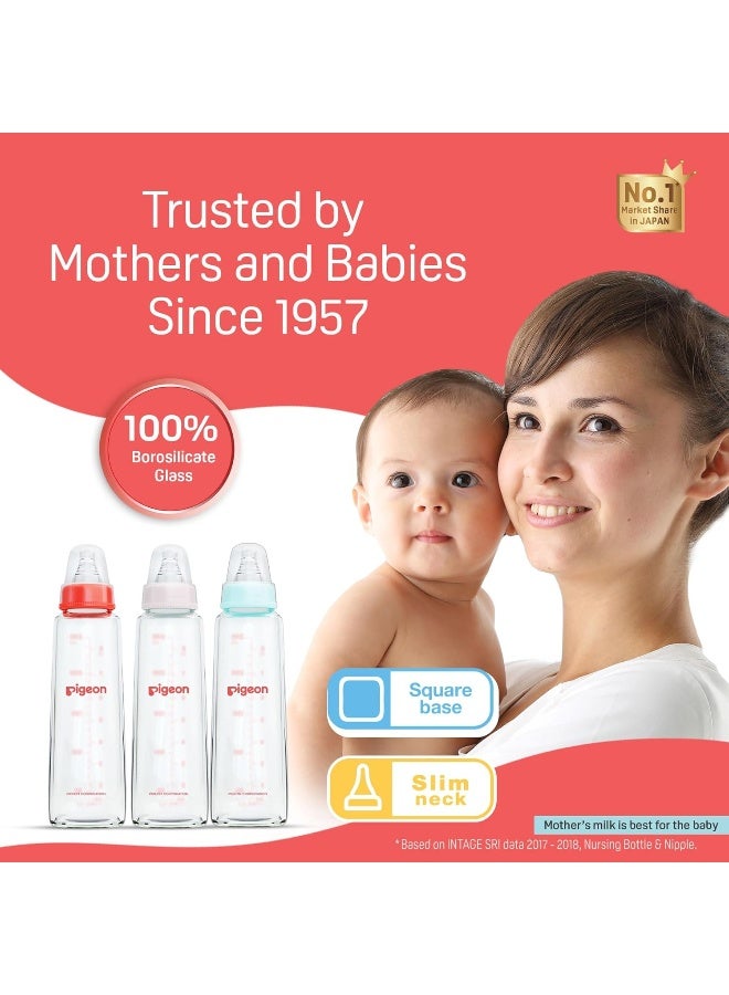 pigeon Flexible Glass Nursing/Feeding Bottle With Added Nipple L, For 9+ Month Babies, Borosilicate Nursing/Feeding Bottle for Babies, BPA Free, BPS Free,  Red, 240 ml - Image 5