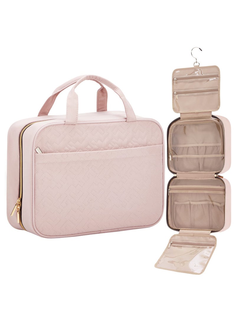 حقيبة أدوات الزينة للسفر للنساء، منظم محمول معلق لشامبو كامل الحجم، بلسم، مجموعة فرش، إكسسوارات مكياج - Image 1