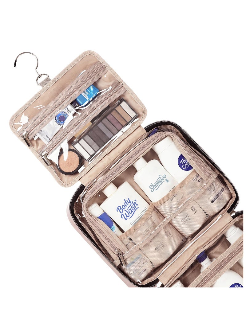 حقيبة أدوات الزينة للسفر للنساء، منظم محمول معلق لشامبو كامل الحجم، بلسم، مجموعة فرش، إكسسوارات مكياج - Image 3