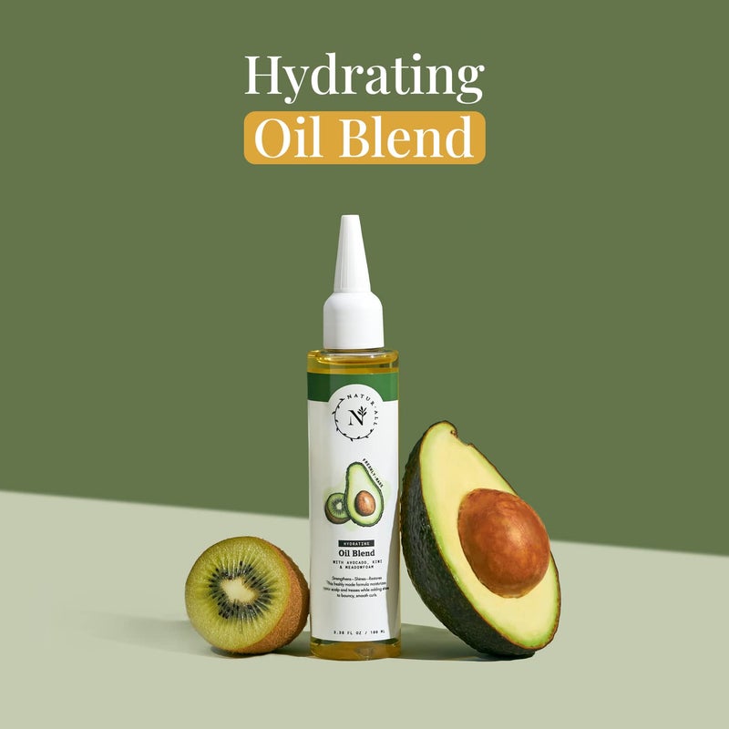 NaturAll Hydrating Hair Oil Blend with Cold pressed Avocado and Kiwi seed oils-Hair Growth Oil with Vitamin E & C- Hair Growth Serum for Hair Repair, Frizz, Breakage & Split Ends (3.38 FL OZ) - Image 3