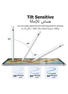 Generic Stylus Pen for iPad 9th & 10th Generation - Palm Rejection, Compatible with Apple iPad (2018-2022), iPad 6/7/8/9/10, iPad Pro 11/12.9-inch, iPad Mini 5/6, iPad Air 3/4/5, White  - Image 2