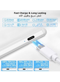 Generic Stylus Pen for iPad 9th & 10th Generation - Palm Rejection, Compatible with Apple iPad (2018-2022), iPad 6/7/8/9/10, iPad Pro 11/12.9-inch, iPad Mini 5/6, iPad Air 3/4/5, White  - Image 4