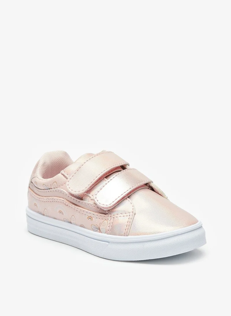 فلورا بيلا Butterfly Print Sneakers with Hook and Loop Closure