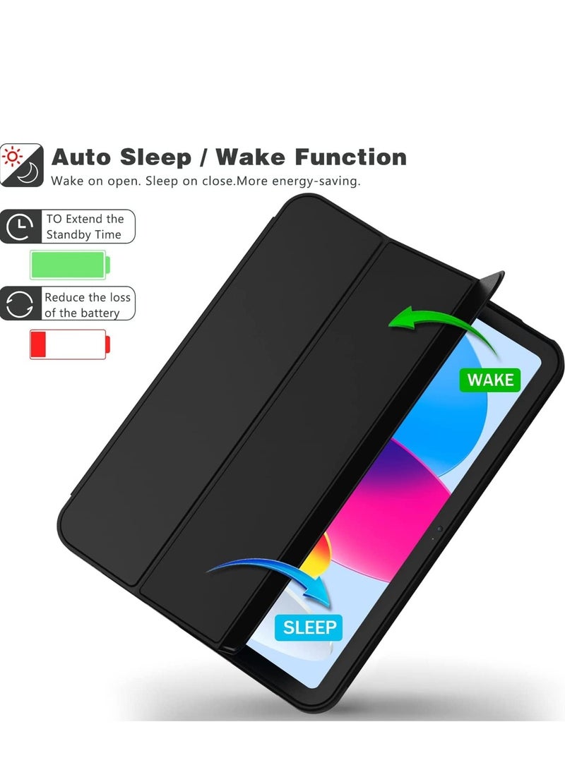 ELTRAZONE New iPad 10.9 Inch Case 2022 (10th Gen) with Pencil Holder, Trifold Stand Smart Case, Soft TPU Back, Auto Wake/Sleep (Black) - Image 3