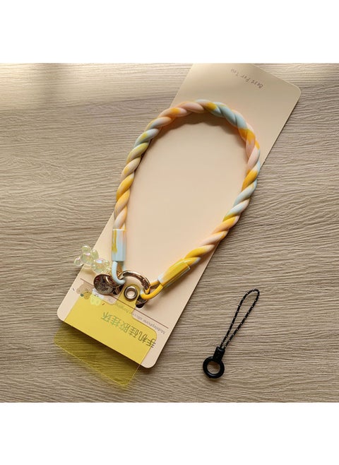 Liquid Silicone Short Mobile Phone Lanyard Portable Anti-lost Hand Rope Hanging Wrist Pendant Wristband Hanging Chain Thick Version Of The Sticker.-Specifications Support Image Upload:12 Note That It Is A Gradient Yellow Liquid Silicone Wrist Rope + Luminous Bear + Yellow Piece