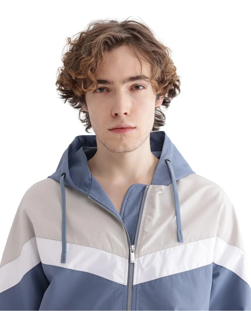 Rare Rabbit Men's Hooded Zipper Closure Cut And Sew Jacket