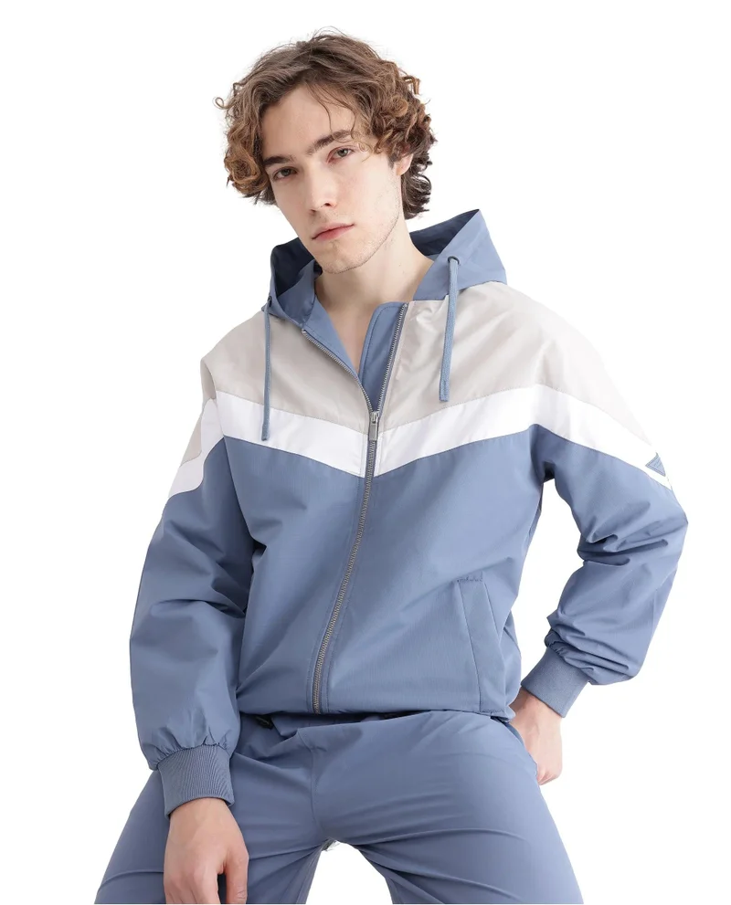 رير رابِت Men's Hooded Zipper Closure Cut And Sew Jacket