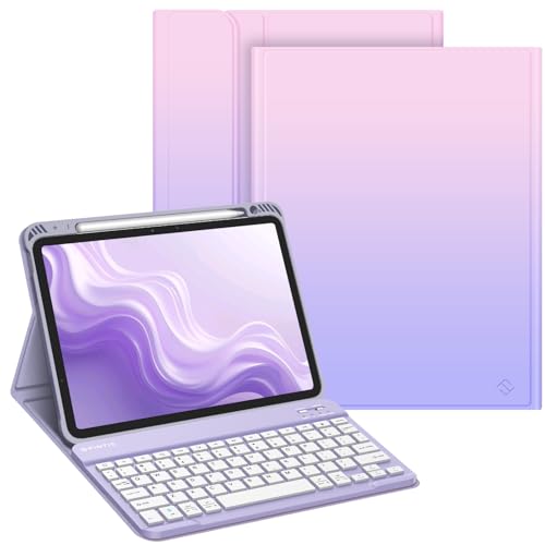 Fintie Keyboard Case for iPad Air 11-inch M3 (2025) / M2 (2024), iPad Air 5th (2022) / 4th Generation 10.9 Inch - Soft TPU Cover w/Magnetically Detachable Bluetooth Keyboard, Fantasy Ombre - Image 1