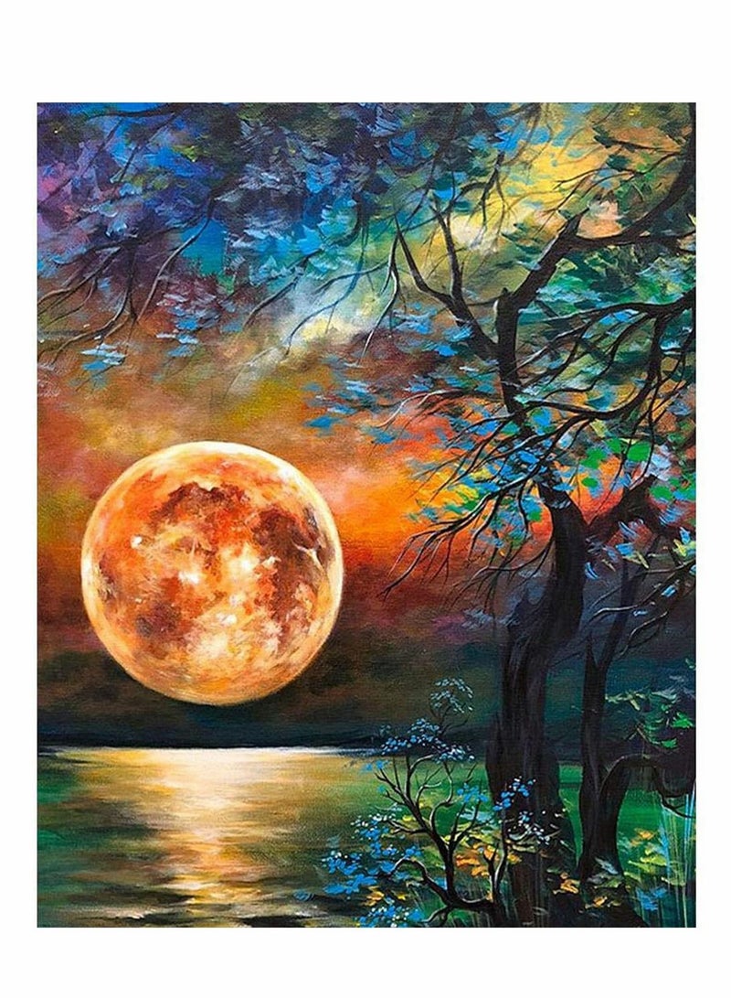 DIY 5D Diamond Painting Kit, 12X16 Adults u0026 Kids Moon Tree Dots Crystal Gem Arts - Image 1