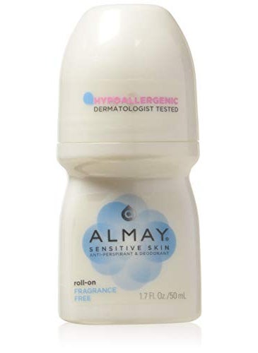 Almay Almay Anti-Perspirant & Deodorant, Sensitive Skin, Roll-On, Fragrance Free, 1.7 Fl Oz (Pack of 6) 