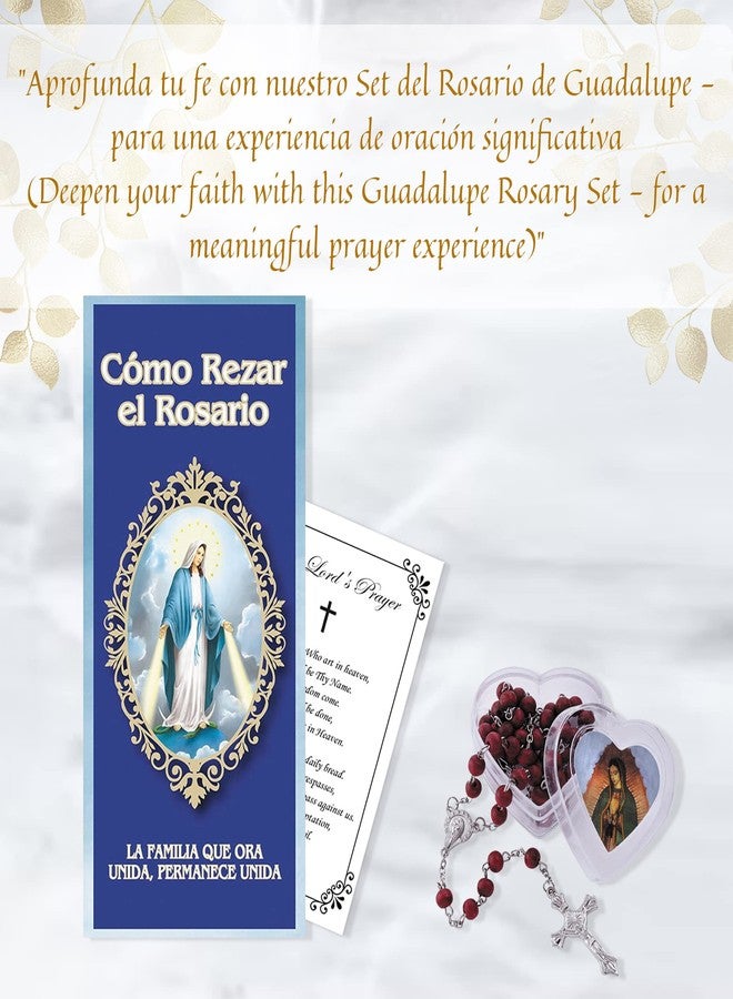 Trendzeen Libro Como Rezar El Rosario Catolico- How to Pray the Rosary Spanish, Rose Scented Our Lady Of Guadalupe Rosary, Heart Rosary Case, The Lord's Prayer Card | How To Pray The Rosary Pamphlet | 3 Items - Image 2