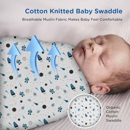 Mee Mee 100% Muslin Cotton Baby Swaddle Wrappers Set (PK-3)| Baby Towel| Soft, Quick-Drying & Highly Absorbent Blanket | Printed Mulmul Swaddle Cloth,Newborn Essentials (Multicolour, 120x100 cm) - Image 5