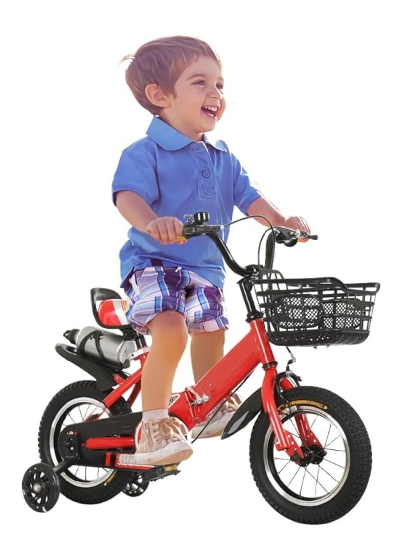 Cool Baby Style 16 inch Kids Bike with Handbrake and Basket with Training Wheels and Fenders Princess Bike - Image 1