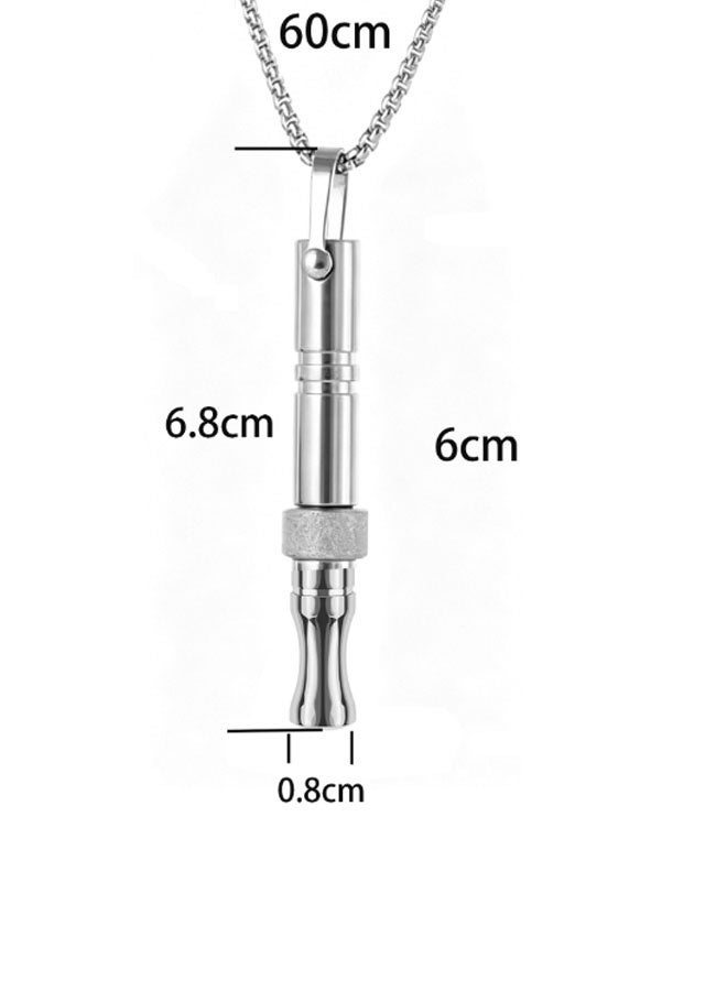 Happy D Stainless Steel Necklace For Men | Whistle Pendant Design | The Whistle Sound Can Serve As An Auxiliary Means Of Safety Guarantee | Allergen-proof And Durable | Eid Gift / Daily Wear (60cm, Steel Color) - Image 3