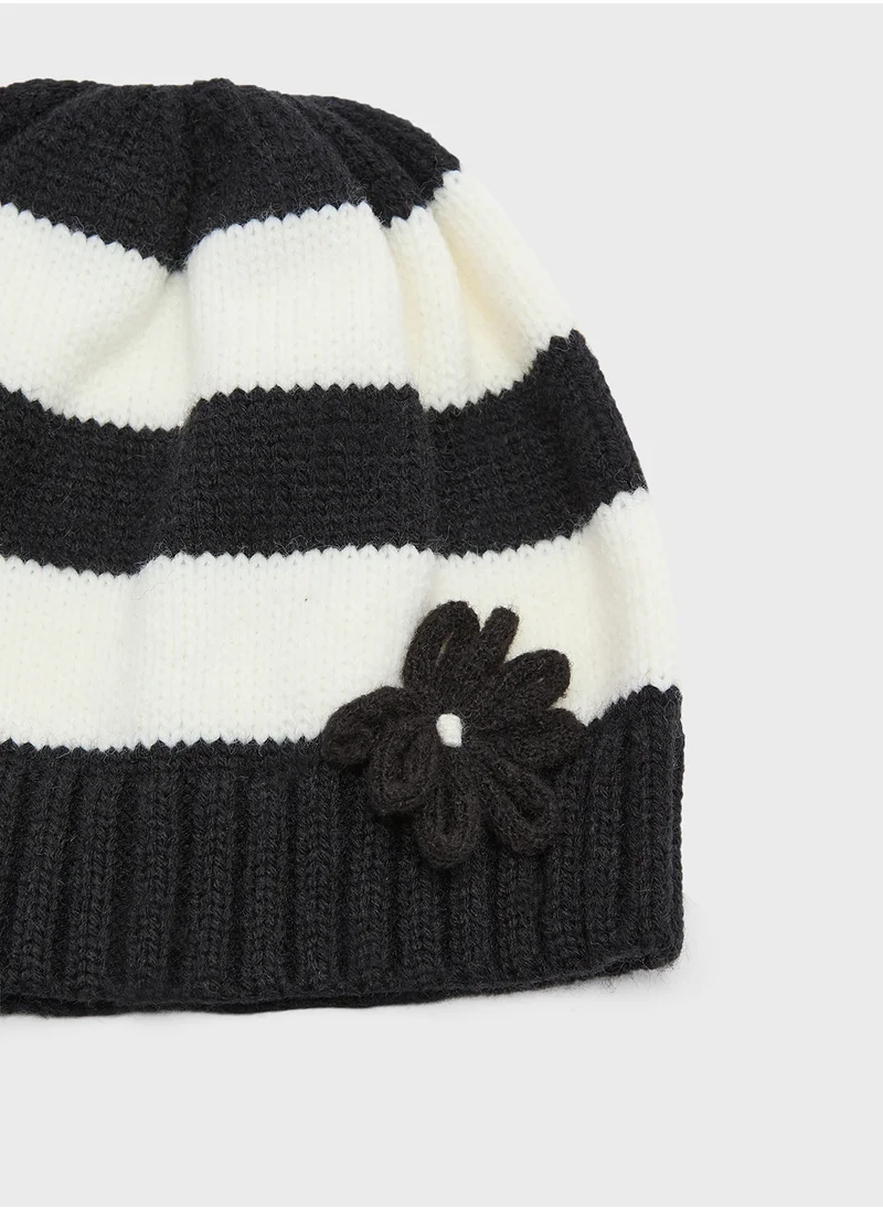 جينجر Striped Floral Winter Beanie