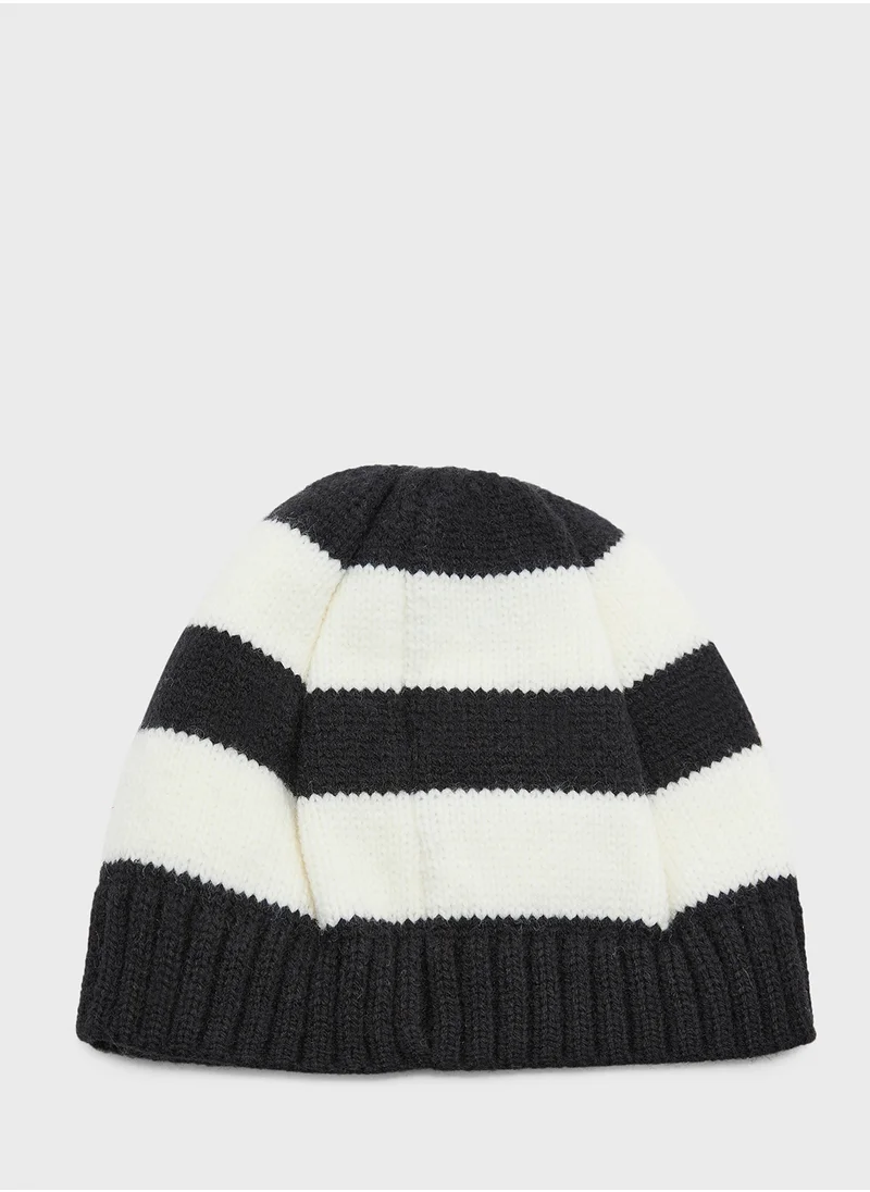 Ginger Striped Floral Winter Beanie