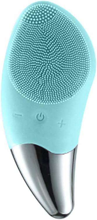 Sonic Facial Cleansing Brush Electric Waterproof Silicone Face Massager Brush Rechargeable Face Scrubber Mini Skin Cleanser Exfoliator for AntiAging Skincare Green Green