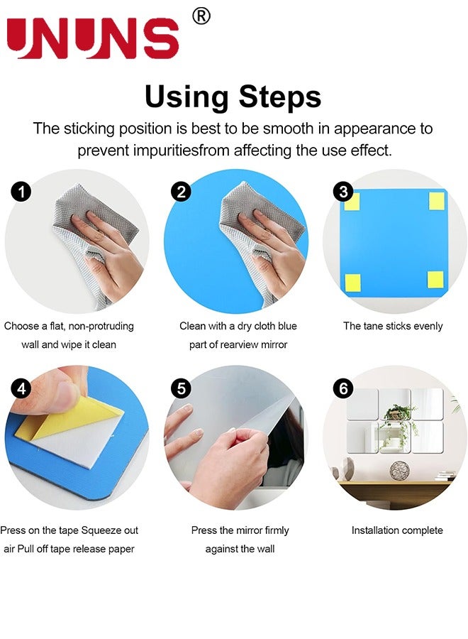 UNUNS بلاط مرآة حائط ثلاثي الأبعاد، بلاط مرآة حائط أكريليك غير قابل للكسر بطول كامل، مرآة بلاستيكية مرنة 50 سم × 2 قطعة، بلاط مرآة كامل الجسم لغرفة النوم، صالة الألعاب الرياضية المنزلية، ديكور جدار المنزل - Image 5