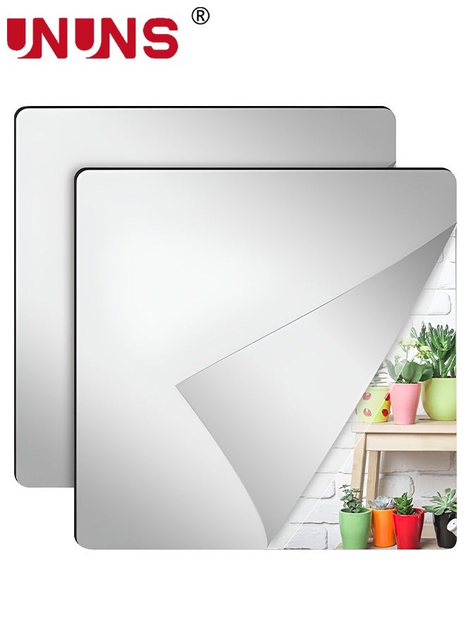 UNUNS بلاط مرآة حائط ثلاثي الأبعاد، بلاط مرآة حائط أكريليك غير قابل للكسر بطول كامل، مرآة بلاستيكية مرنة 50 سم × 2 قطعة، بلاط مرآة كامل الجسم لغرفة النوم، صالة الألعاب الرياضية المنزلية، ديكور جدار المنزل - Image 1