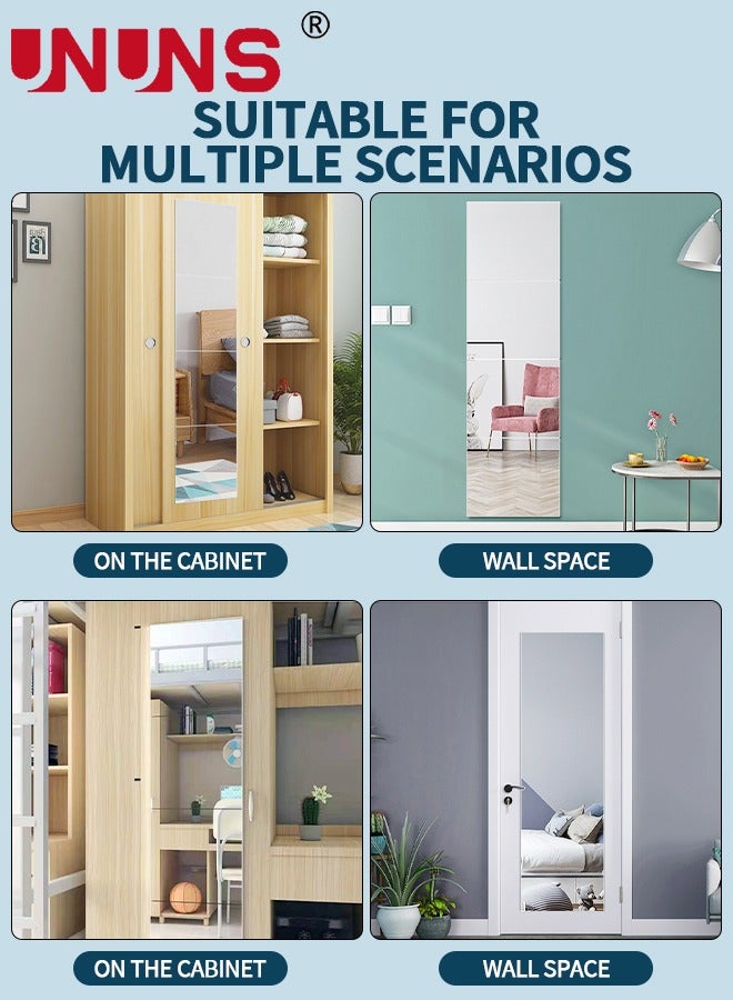 UNUNS بلاط مرآة حائط ثلاثي الأبعاد، بلاط مرآة حائط أكريليك غير قابل للكسر بطول كامل، مرآة بلاستيكية مرنة 50 سم × 2 قطعة، بلاط مرآة كامل الجسم لغرفة النوم، صالة الألعاب الرياضية المنزلية، ديكور جدار المنزل - Image 4