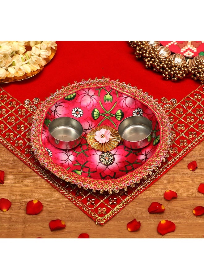 Madhoor Traditional Decorative Pooja Thali 7 Inches