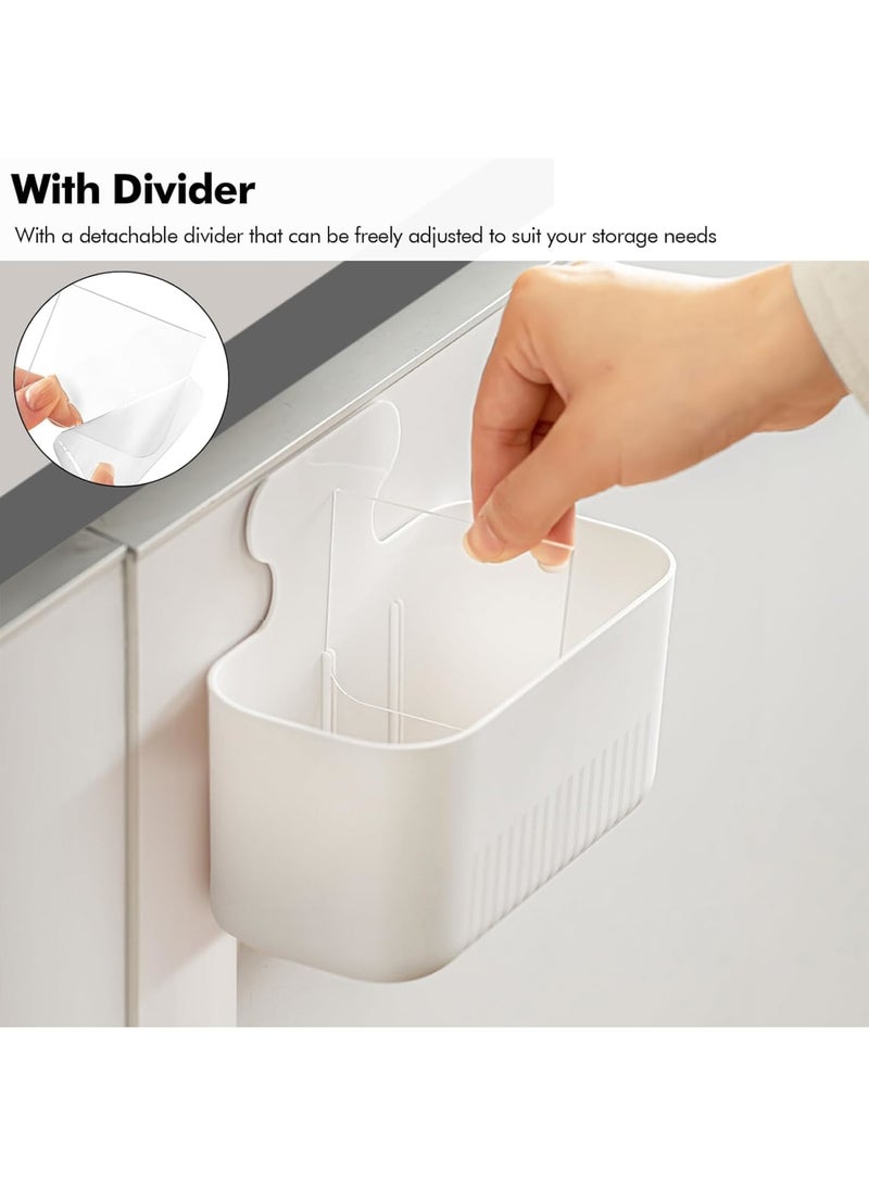 KASTWAVE Pack of 4 Kitchen Cabinet Door Storage Box, Wall Mounted Storage Box, Self-Adhesive Wall Mounted Storage Box, for Bathroom, Bedroom, Fridge, Cabinet (16.5 x 8 x 12.5cm, White)  - Image 2