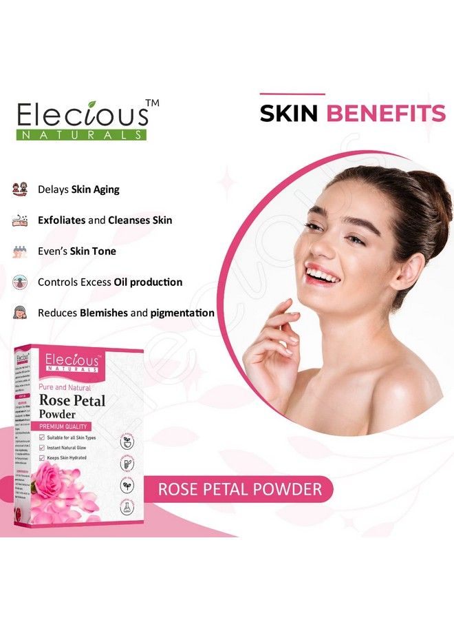 Elecious Pure Rose Petals Powder For Face Skin And Hair (200 Grams) ; Chemicalfree Preservative Free Nongmo No Artificial Color - Image 3
